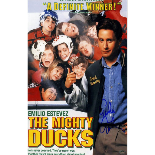 Emilio Estevez Signed 11x17 Mighty Ducks Poster SchwartzSports Auth