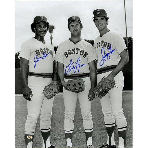 Jim Rice/Fred Lynn/Dwight Evans  Triple Signed B&W Brearley Collection 16x20 Photo (SOP Holo)