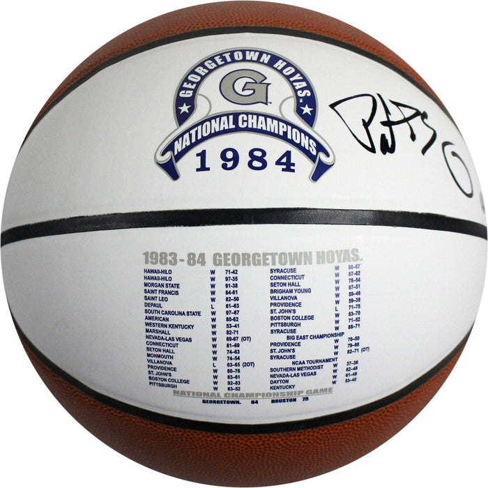 Patrick Ewing Signed Georgetown Hoyas 1984 National Champions Stat Logo Baden Basketball