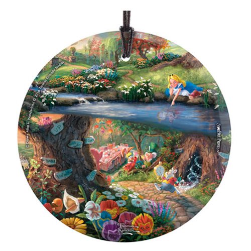 Alice in Wonderland Thomas Kinkade Hanging Glass Ornament   