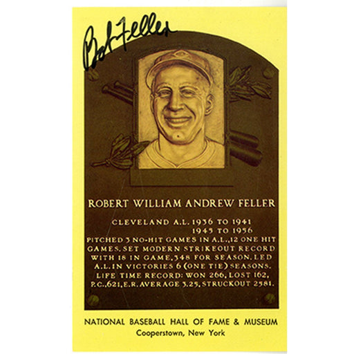 Bob Feller Signed Hall of Fame Plaque Card (JSA  Auth)