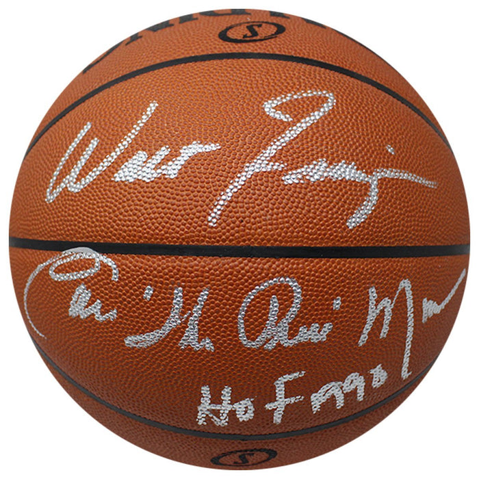 Earl "The Pearl" Monroe / Walt Frazier Dual  Signed NBA Game Ball w/ “HOF 1990 Insc by Monroe