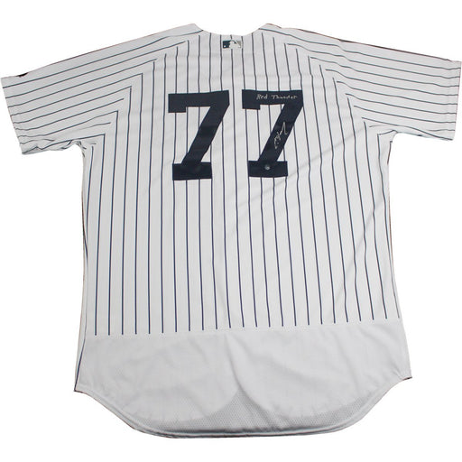 Clint Frazier Signed New York Yankees Authentic Flex Base Pinstripe Jersey w/ "Red Thunder" Insc