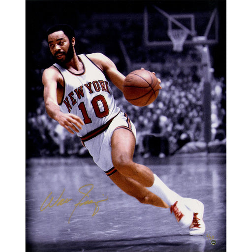 Walt Frazier Signed Knicks "Dribble" Spotlight  16x20 Metallic Photo (L/E of 10)