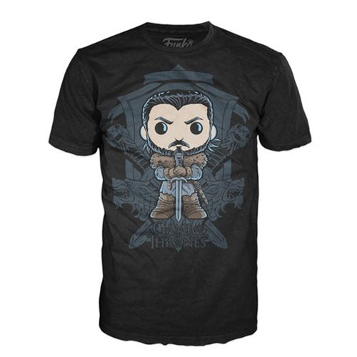 Game of Thrones Jon Snow Crest Pop! Black T-Shirt           