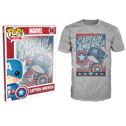 Captain America Fight for Justice Gray Pop! T-Shirt         