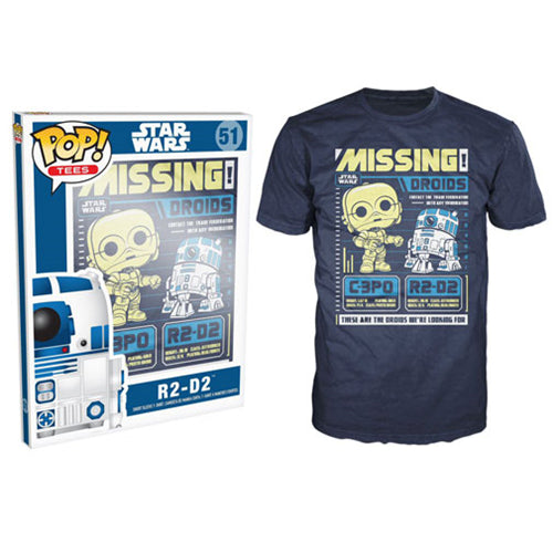 Star Wars C-3PO and R2-D2 Poster Blue Pop! T-Shirt          