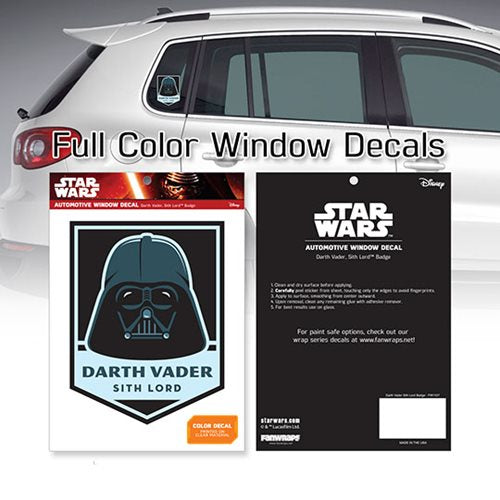 Star Wars Darth Vader Sith Lord Badge Window Decal          