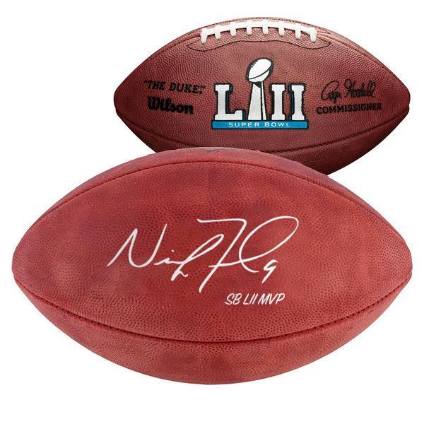 Nick Foles Signed SB 52 Logo Football w/ "SB LII MVP" Insc. (Fanatics/SSM)