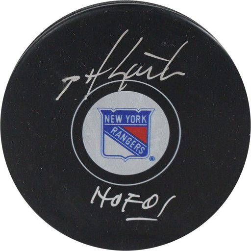 Mike Gartner Signed New York Rangers Puck w/ HOF Insc