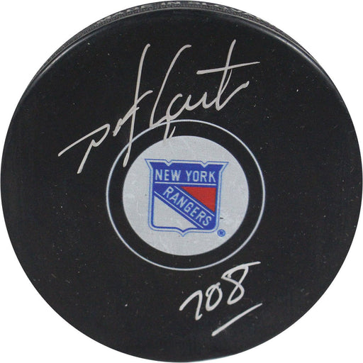 Mike Gartner Signed New York Rangers Puck w/ 708 Insc