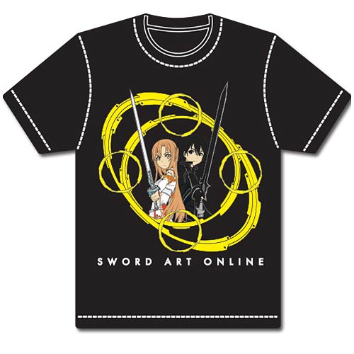 Sword Art Online Kirito and Asuna Circles 2 Black TShirt    