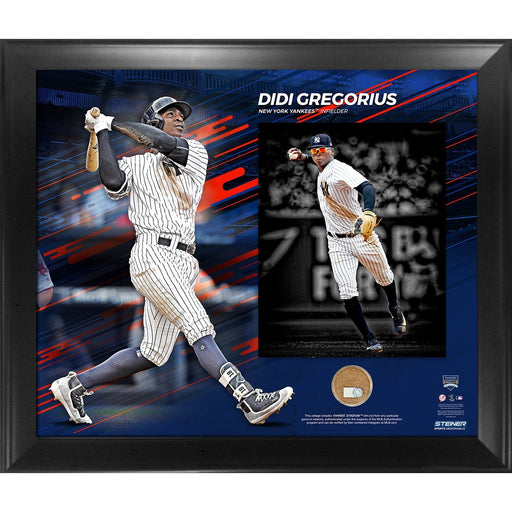 Didi Gregorius Photo Within a Photo 18x21 Framed Collage with Game Used Dirt from Yankee Stadium