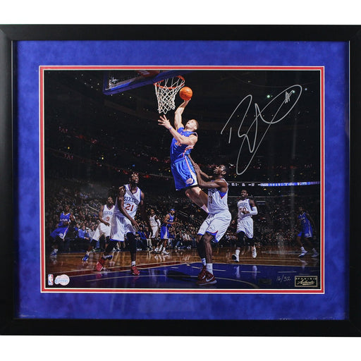 Blake Griffin Signed and Framed "Poetry In Motion" 16x20 Photo (LE/32)(Panini Auth) [3-BGPH16011]-Flat black frame w/ Blue over Red matte