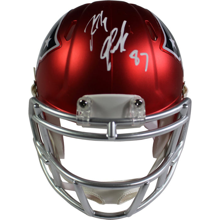 Rob Gronkowski Signed Patriots Blaze Red Speed Mini helmet