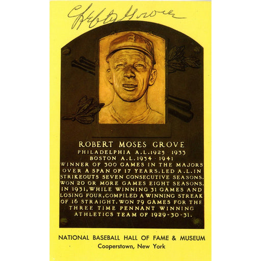 Lefty Grove Signed HOF Plaque Card JSA