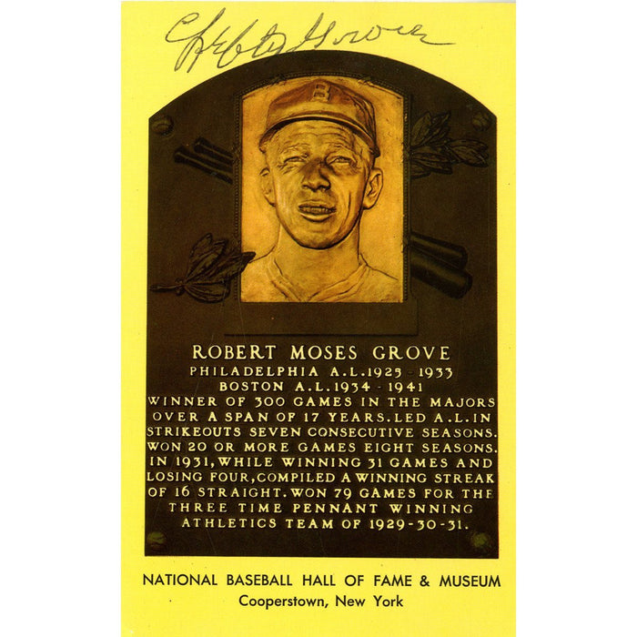 Lefty Grove Signed HOF Plaque Card JSA