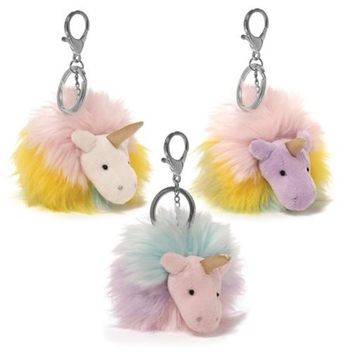 Unicorn Rainbow Poofs Plush Key Chain Case                  