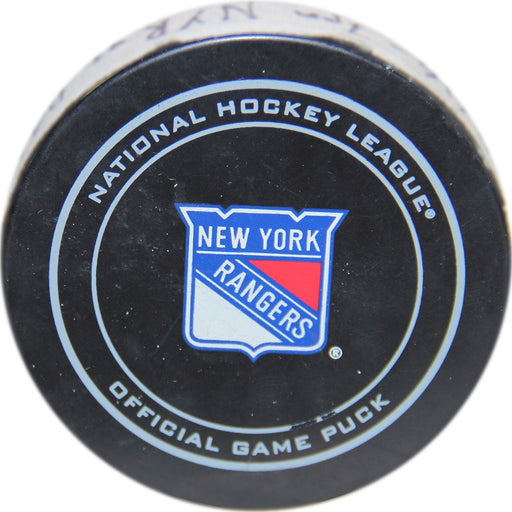 New York Rangers 2015-2016 Regular Season Game Used Goal Puck (Goal by Brassard)(1-25-2016 vs. Buffalo Sabres)