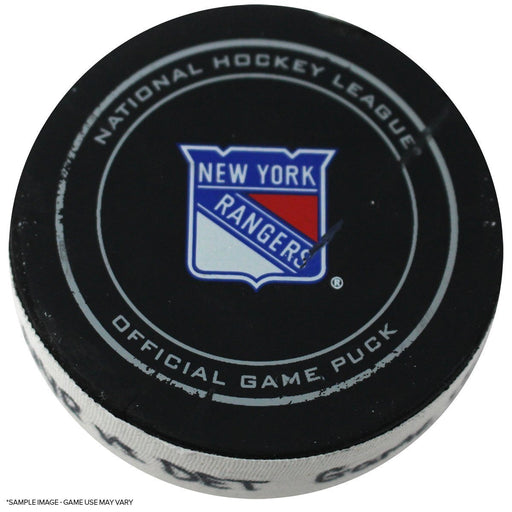 New York Rangers 2017-2018 Game Used Puck (12/9/2017 vs. New Jersey Devils)( Goal by Damon Severson)( Assists-Coleman-Noesen)