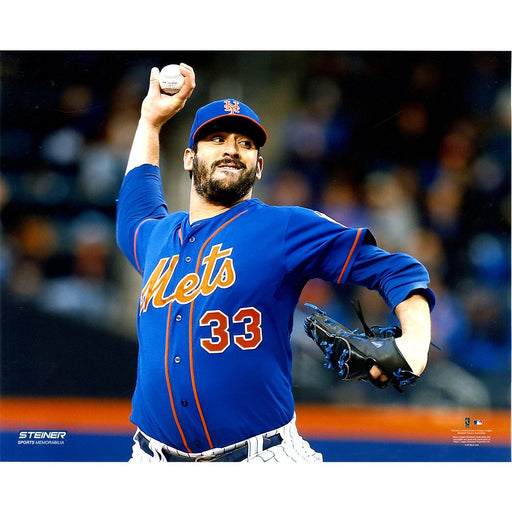 Matt Harvey Pitching at Citi Field 2015 Blue Jersey 16x20 Photo (Getty Image #471863884)