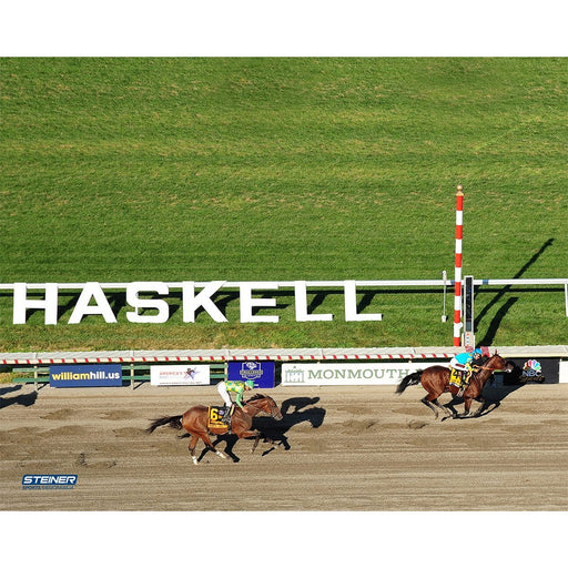 Victor Espinoza & American Pharoah 2015 Haskell Invitational Overhead Finish Line 16x20 Photo