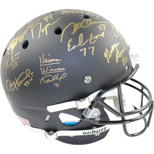 College Football's Best Multi-Signed Full Size Black Matte Schutt Replica Helmet (22 Sig) w/Black Face Mask