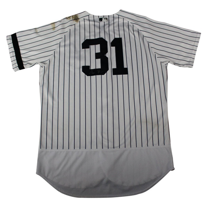 Aaron Hicks Signed New York Yankees Game Used #31 Pinstripe Jersey (10/1/2017)(JC009662)