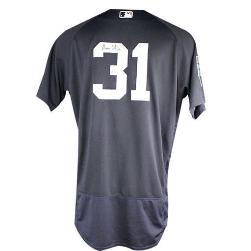 Aaron Hicks Signed New York Yankees 2018 Spring Training Game Used #31 Home BP Top (2/26/18) (JC052394)