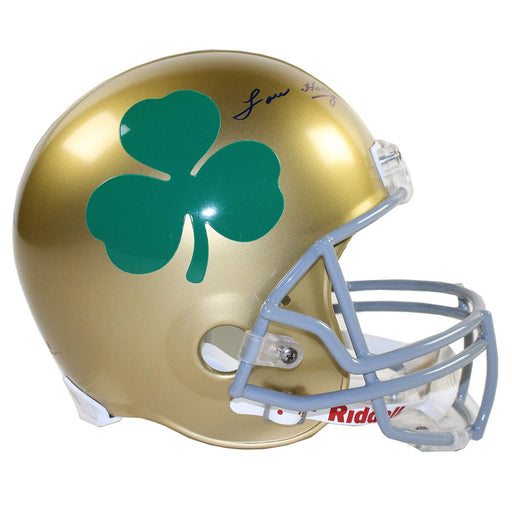 Lou Holtz Signed Notre Dame Riddell Full Size Replica Helmet with Shamrock