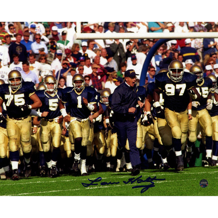 Lou Holtz Running On Field with Team Horizontal 8x10 Photo