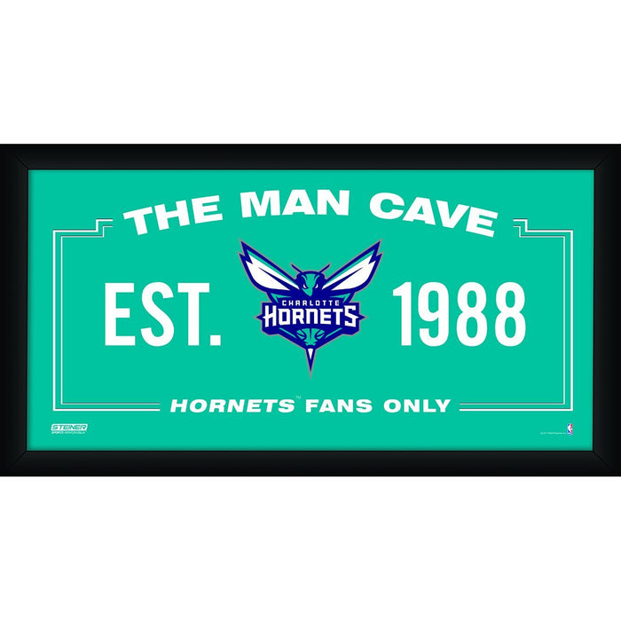 Charlotte Hornets Man Cave Sign 10x20 Framed Photo