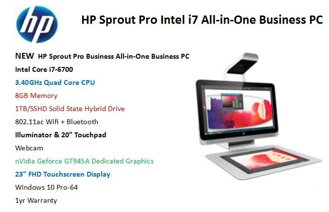 HP Sprout Pro Intel i7 All-in-One Business PC