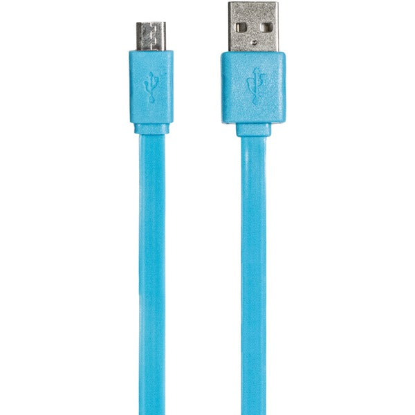 6FT FLT MICRO USB BLU