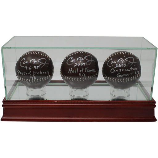 Cal Ripken Jr. Signed and Inscribed Limited Edition #8 Lemon Baseballs Set with Triple Display Baseball Case