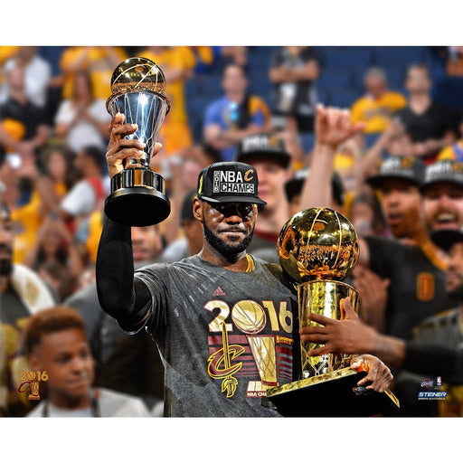 Lebron James Unsigned 8x10 Photo 2016 NBA Finals Holding Both Trophy (Getty #541551518)