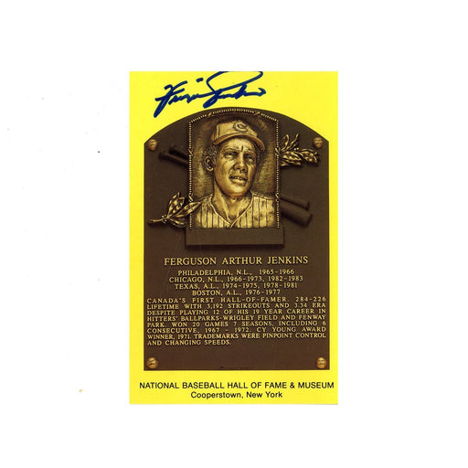 Fergie Jenkins Signed HOF Plaque Postcard JSA