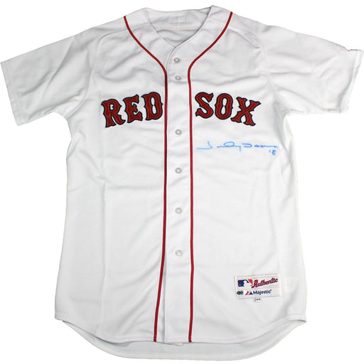 Johnny Damon White Red Sox Jersey Signed on Front in Blue