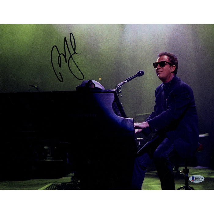 Billy Joel Signed Horizontal 11x14 Photo at Piano Green Background Beckett