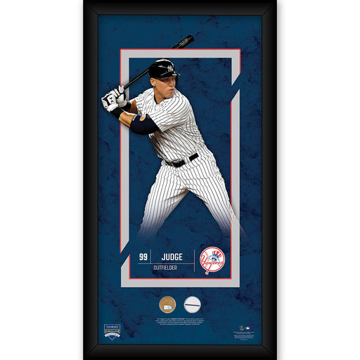 Aaron Judge New York Yankees 10x20 Player Profile  with Game Used Yankee Stadium Dirt and Uniform Swatch