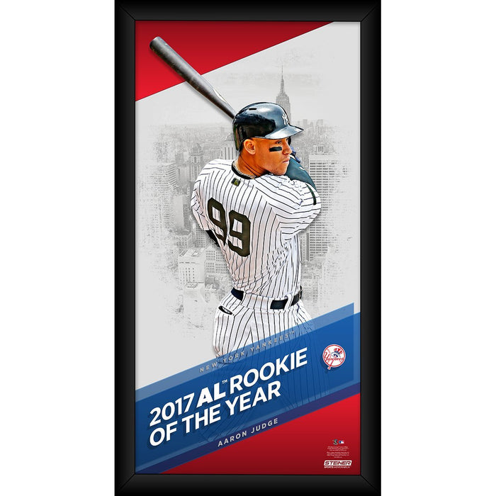 Aaron Judge New York Yankees 2017 AL Rookie of the Year City Background 10x20 Framed