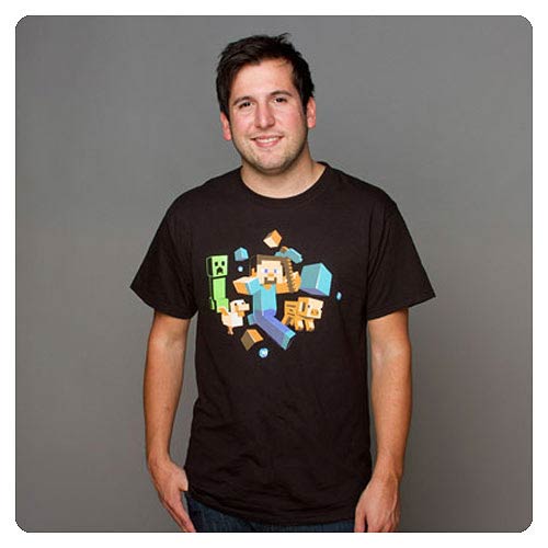 Minecraft Run Away! Glow-in-the-Dark Black T-Shirt          