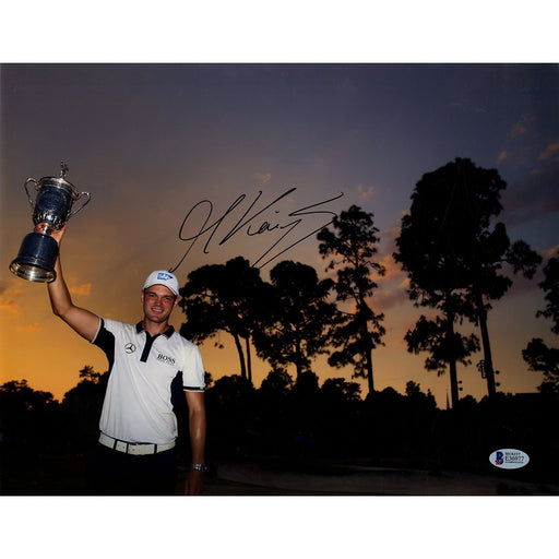 Martin Kaymer Signed Horizontal 11x14 Photo Holding Trophy White Shirt Beckett