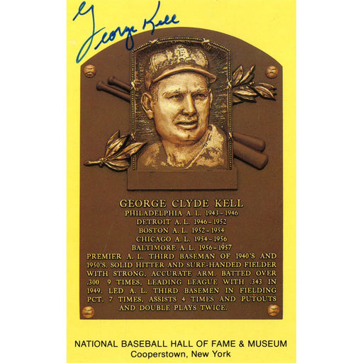 George Kell Signed Hall of Fame Plaque Postcard JSA