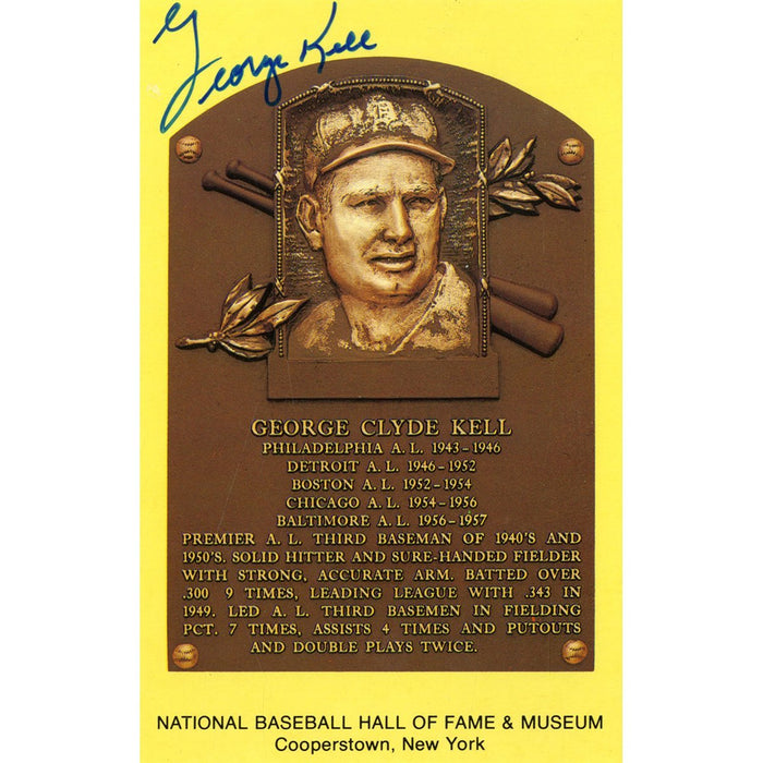George Kell Signed Hall of Fame Plaque Postcard JSA