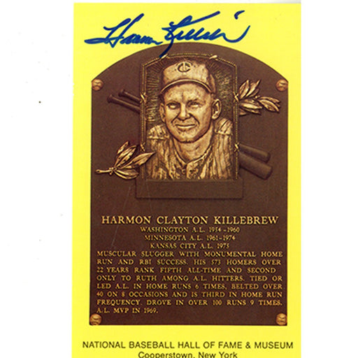 Harmon Killebrew Signed Yellow Baseball Hall of Fame Plaque Card (JSA Auth)