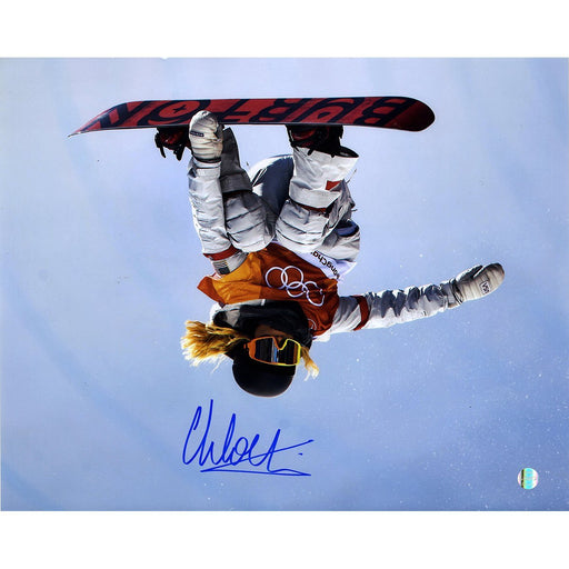 Chloe Kim Signed Snowboarding Upside Down View 16x20 Photo (LOJO Auth)