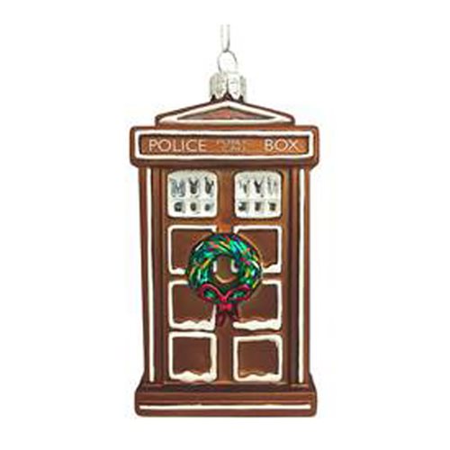 Doctor Who Gingerbread TARDIS 4 1/2-Inch Glass Ornament     