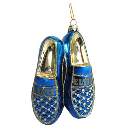 Elvis Presley Blue Suede Shoes 5-Inch Glass Ornament        