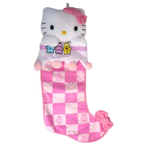 Hello Kitty Plush Head Pink Pattern Christmas Stocking      